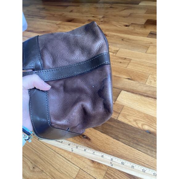 Fossil Vintage Men's Brown Leather Toiletry Travel Bag Dopp Kit Wide Mouth Zip - Picture 8 of 8